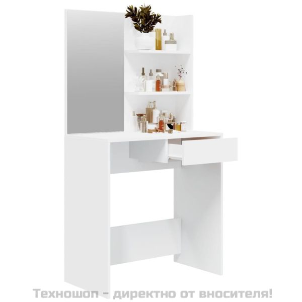 Тоалетка с огледало, бяла, 74,5x40x141 см