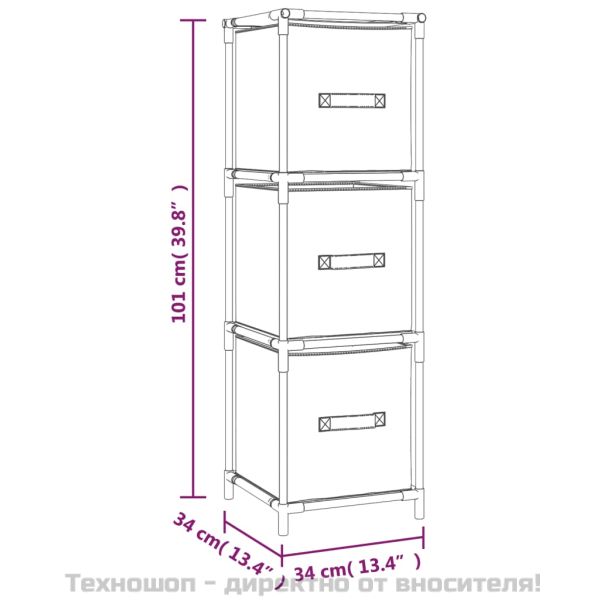Шкаф за съхранение 3 чекмеджета плат сив 34x34x101 см стомана