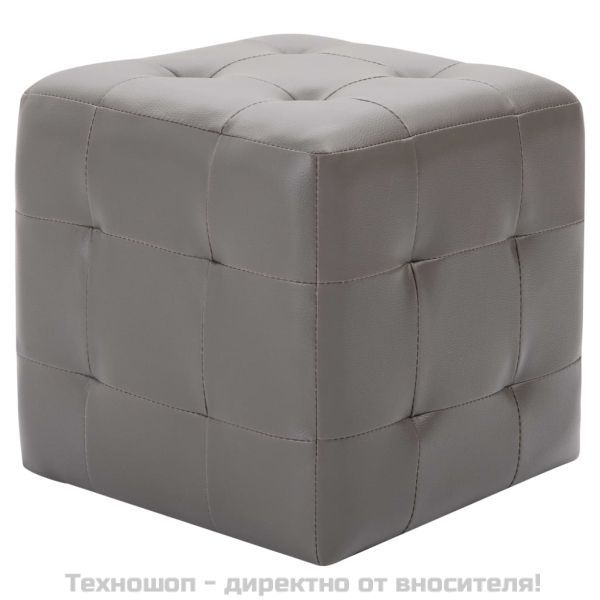 Нощни шкафчета, 2 бр, сиви, 30x30x30 см, изкуствена кожа