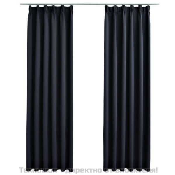 Затъмняващи завеси с куки, 2 бр, антрацит, 140x225 см