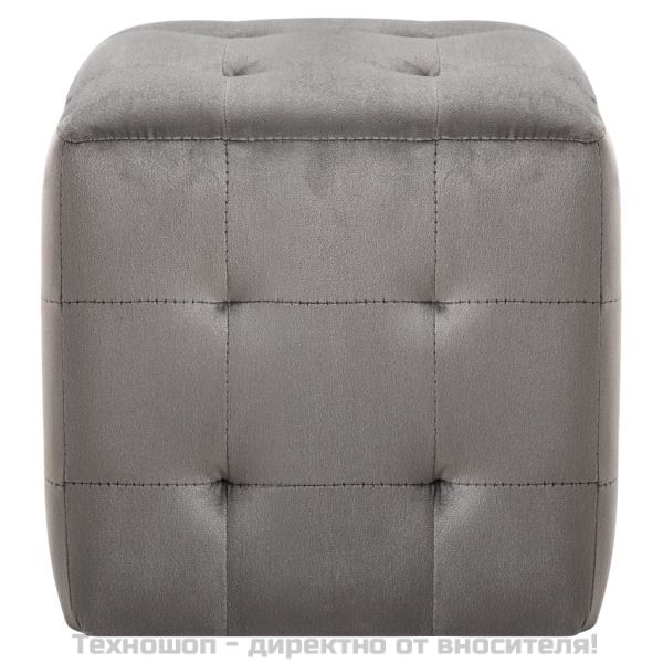 Нощни шкафчета, 2 бр, сиви, 30x30x30 см, кадифен текстил