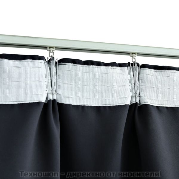 Затъмняващи завеси с куки, 2 бр, антрацит, 140x175 см