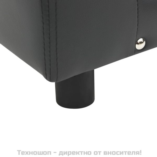 Кучешки диван, тъмносив, 81x43x31 см, плюш и изкуствена кожа