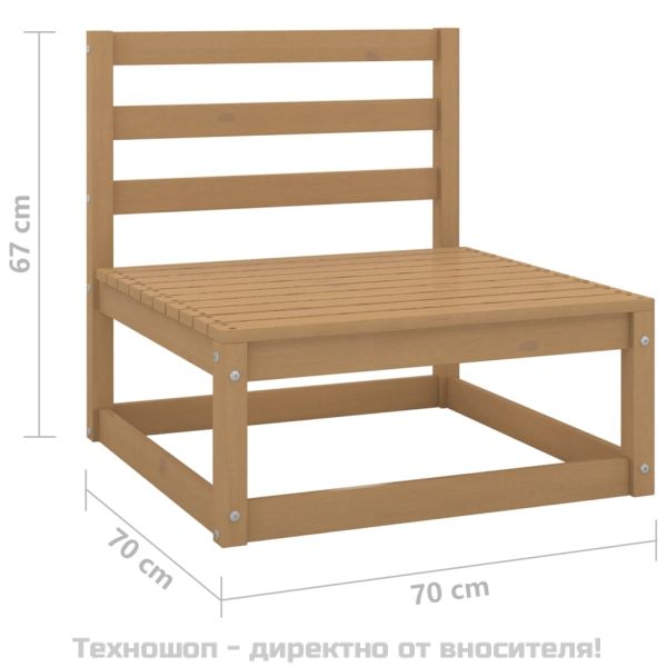 Градински лаундж комплект, 3 части, меденокафяв, бор масив
