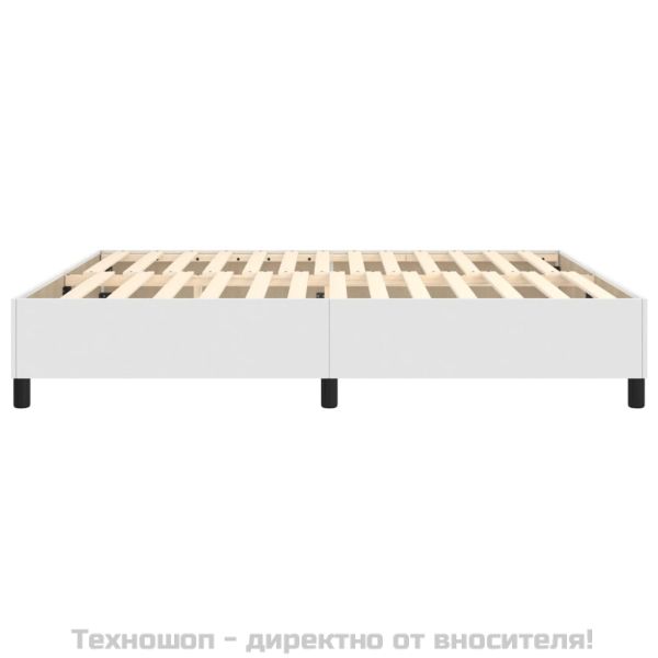 Рамка за легло с пружини бяла 160x200 см изкуствена кожа