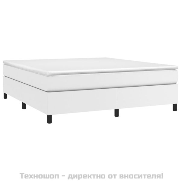 Рамка за легло с пружини бяла 180x200 см изкуствена кожа