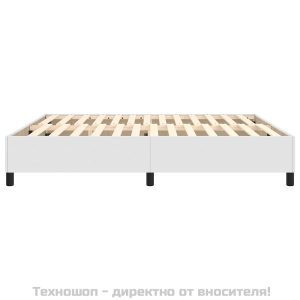 Рамка за легло с пружини бяла 180x200 см изкуствена кожа