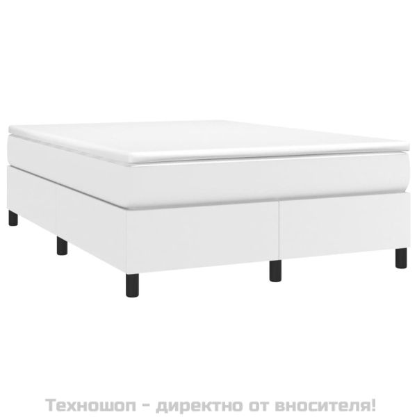 Рамка за легло с пружини бяла 140x200 см изкуствена кожа