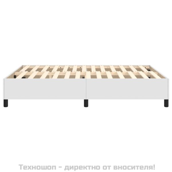 Рамка за легло с пружини бяла 140x200 см изкуствена кожа
