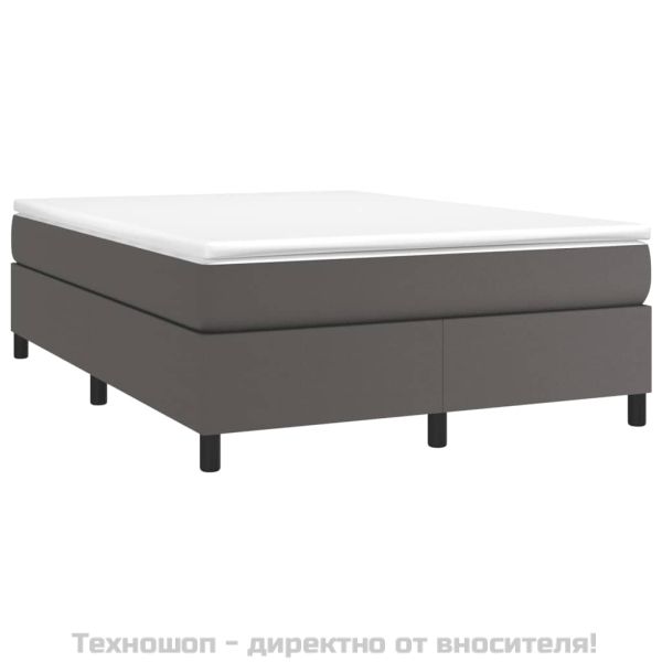 Рамка за легло с пружини сива 140x200 см изкуствена кожа