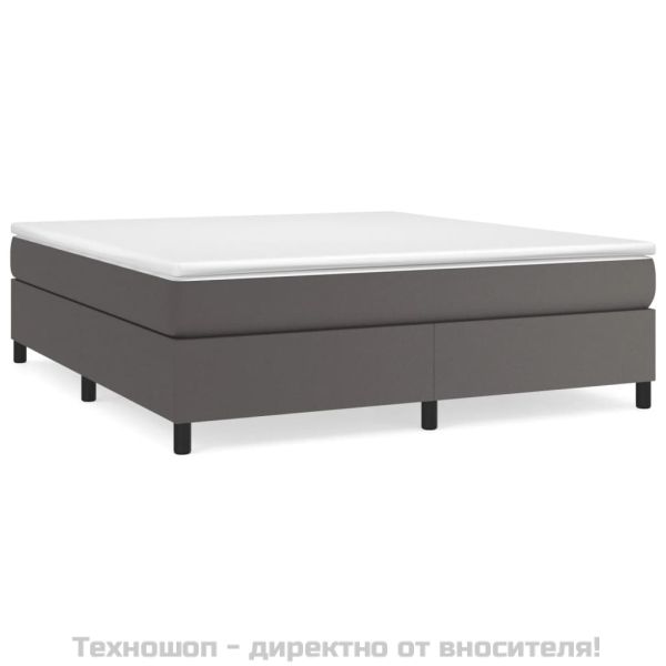 Рамка за легло с пружини сива 180x200 см изкуствена кожа