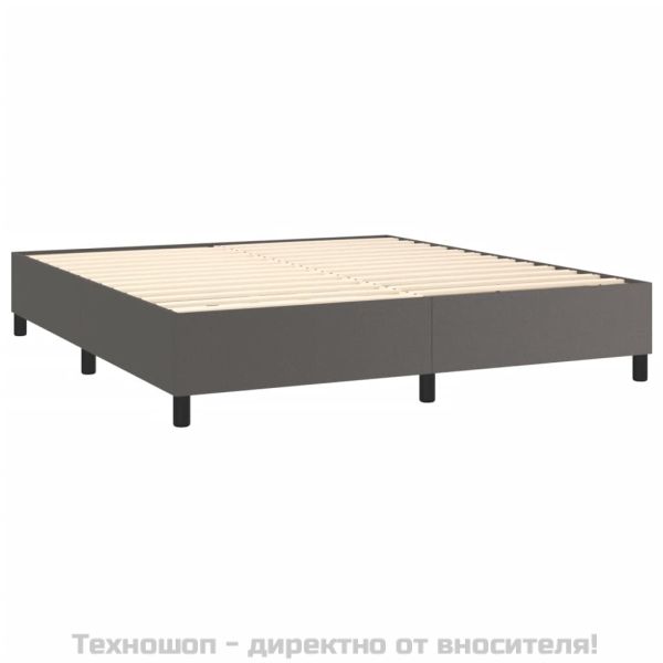 Рамка за легло с пружини сива 180x200 см изкуствена кожа