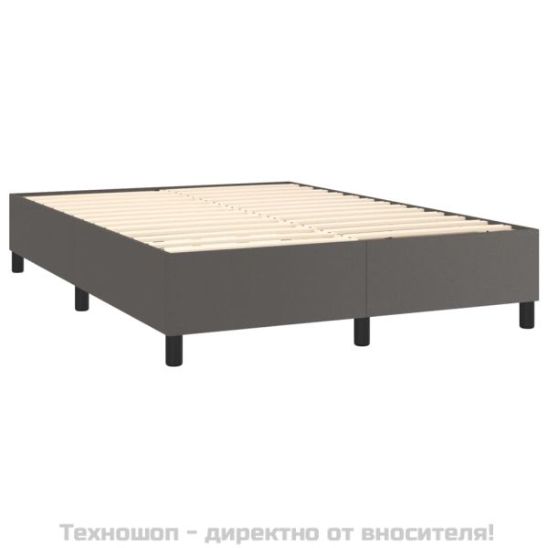 Рамка за легло с пружини сива 140x190 см изкуствена кожа