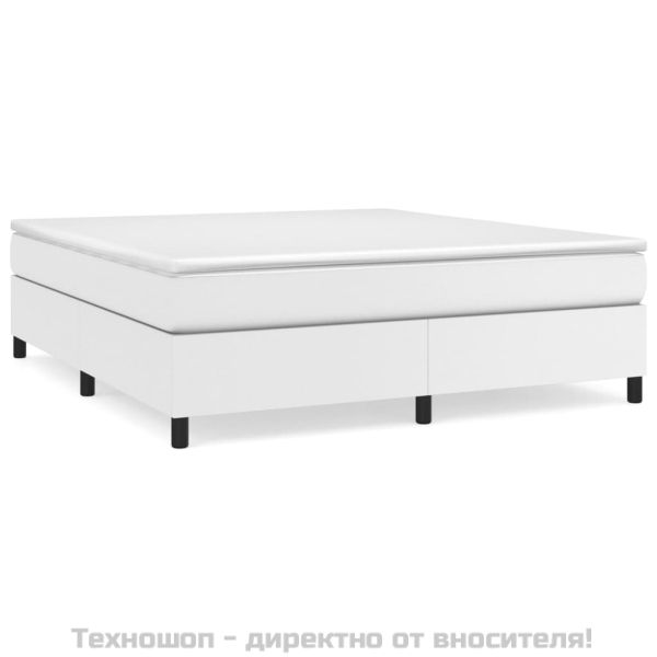 Боксспринг легло с матрак, бяло, 160x200 см, изкуствена кожа