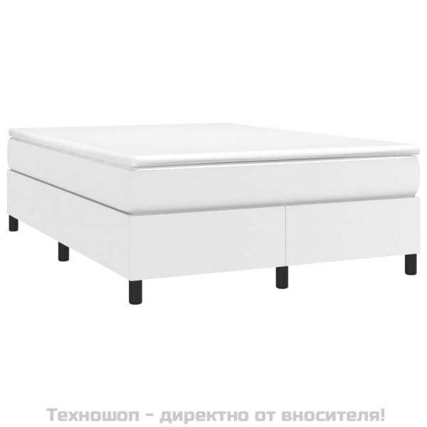 Боксспринг легло с матрак, бяло, 140x200 см, изкуствена кожа