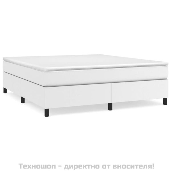 Боксспринг легло с матрак, бяло, 180x200 см, изкуствена кожа