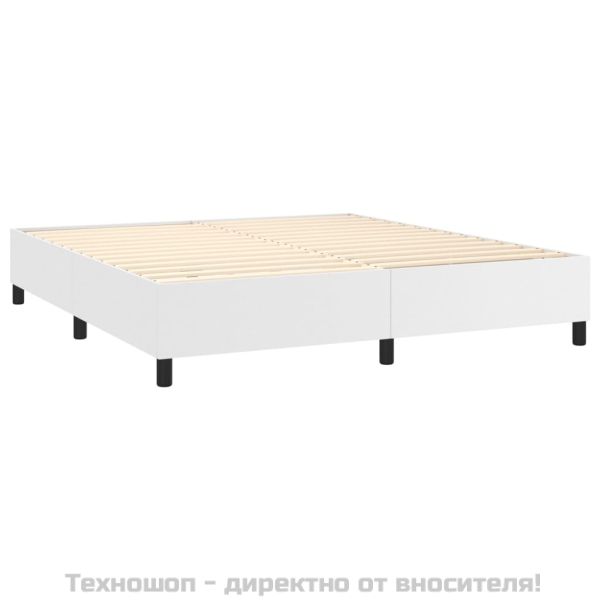 Боксспринг легло с матрак, бяло, 180x200 см, изкуствена кожа