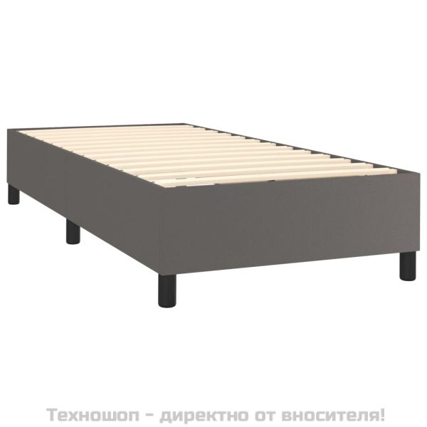 Боксспринг легло с матрак, сиво, 100x200 см, изкуствена кожа