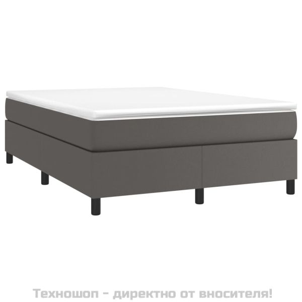 Боксспринг легло с матрак, сиво, 180x200 см, изкуствена кожа