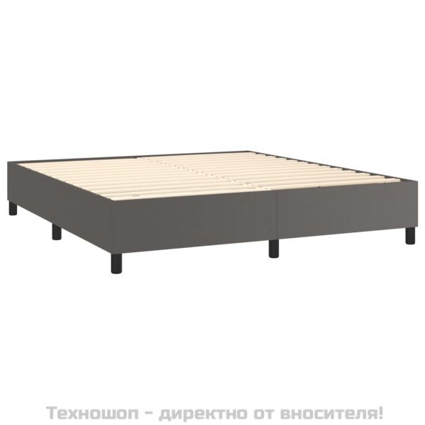 Боксспринг легло с матрак, сиво, 180x200 см, изкуствена кожа
