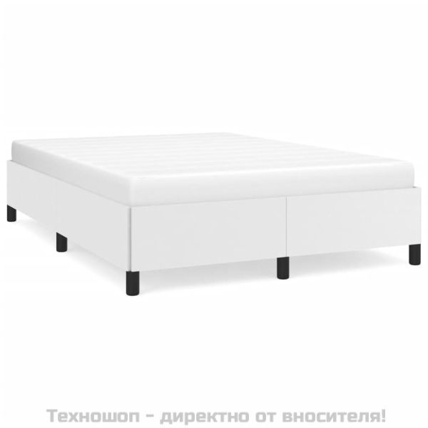 Рамка за легло бяла 140x200 см изкуствена кожа