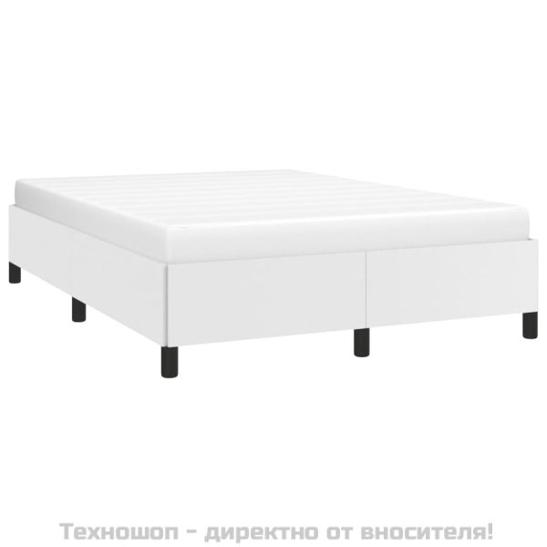 Рамка за легло бяла 140x200 см изкуствена кожа