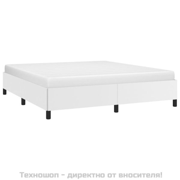 Рамка за легло бяла 160x200 см изкуствена кожа