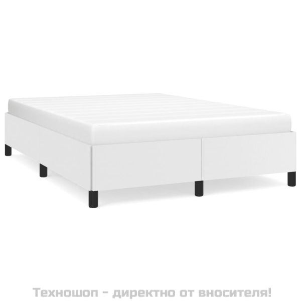 Рамка за легло, бяла,140x190 см изкуствена кожа