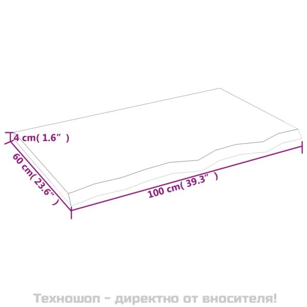 Стенен рафт, 100x60x(2-4) см, необработен масивен дъб