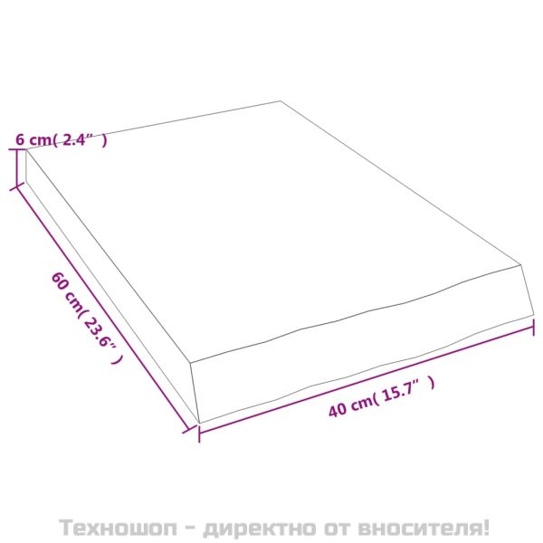 Стенен рафт светлокафяв 40x60x(2-6) см обработен масивен дъб