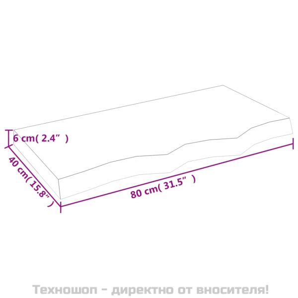 Стенен рафт светлокафяв 80x40x(2-6) см обработен масивен дъб