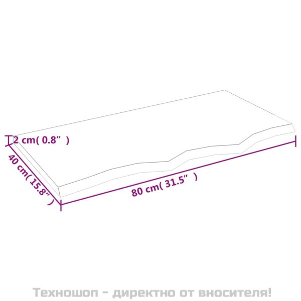 Стенен рафт светлокафяв 80x40x2 см обработен масивен дъб