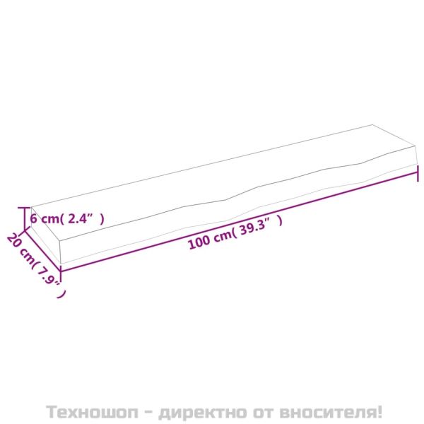 Стенен рафт светлокафяв 100x20x6 см обработен масивен дъб
