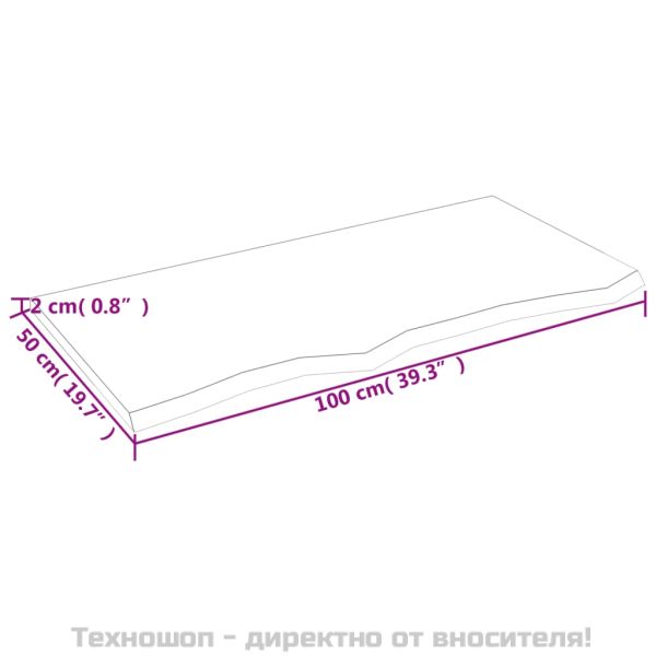 Стенен рафт светлокафяв 100x50x2 см обработен масивен дъб