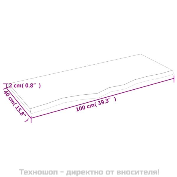 Стенен рафт светлокафяв 100x40x2 см обработен масивен дъб