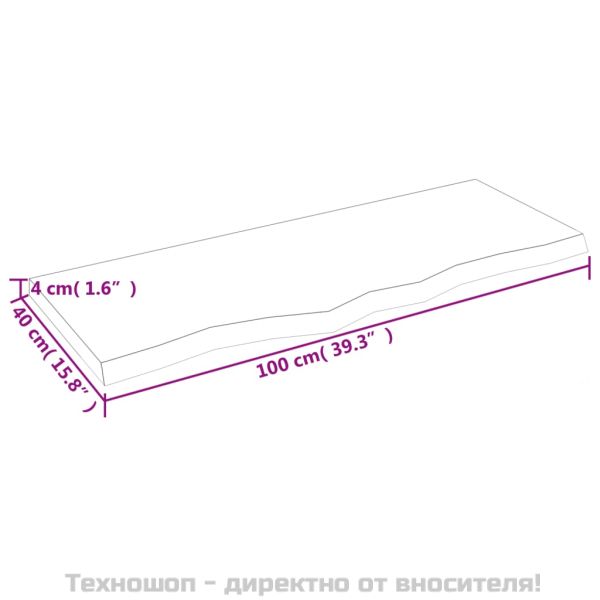 Стенен рафт светлокафяв 100x40x(2-4) см обработен масивен дъб