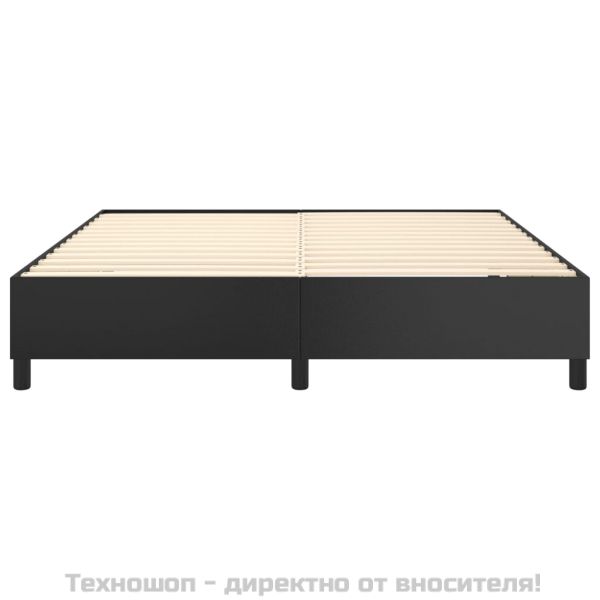 Рамка за легло с пружини черна 180x200 см изкуствена кожа