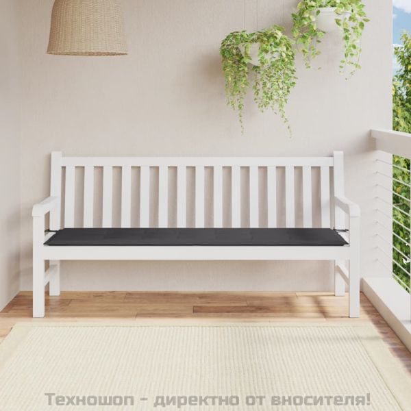 Възглавница за градинска пейка антрацит 180x50x3см оксфорд плат