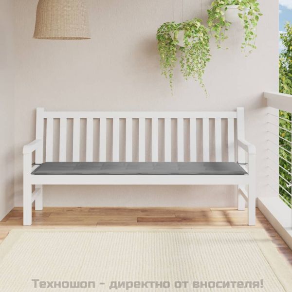 Възглавница за градинска пейка сива 180x50x3 см оксфорд плат