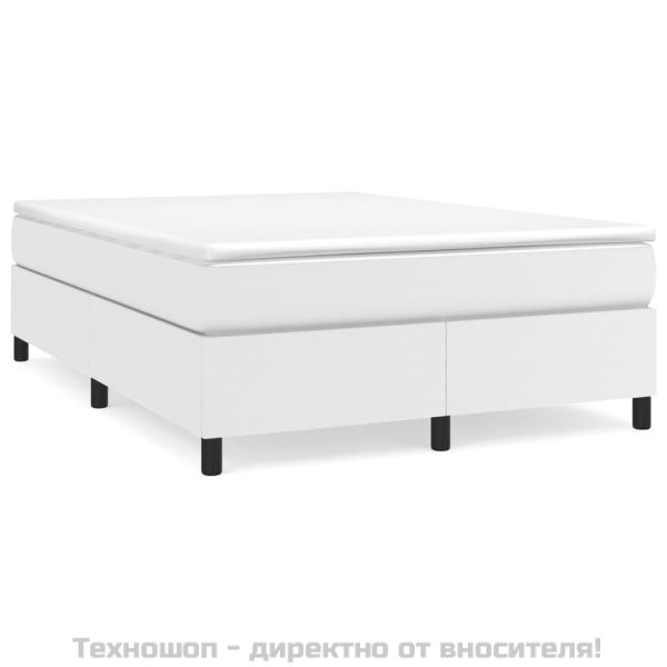 Боксспринг легло с матрак, бяло, 140x190 см изкуствена кожа