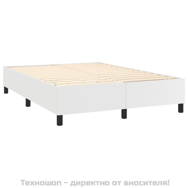 Боксспринг легло с матрак, бяло, 140x190 см изкуствена кожа