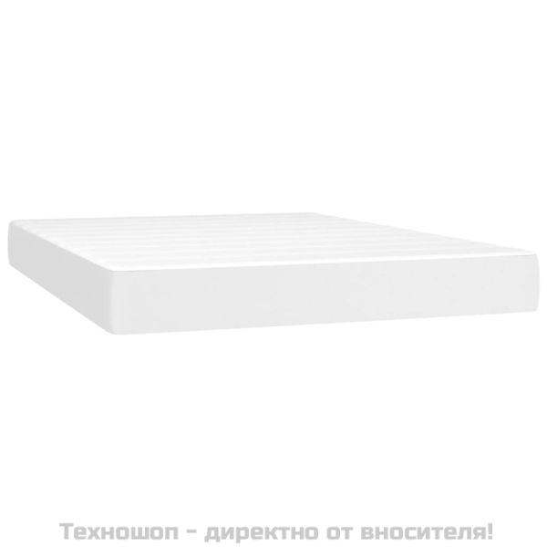 Боксспринг легло с матрак, бяло, 140x190 см изкуствена кожа