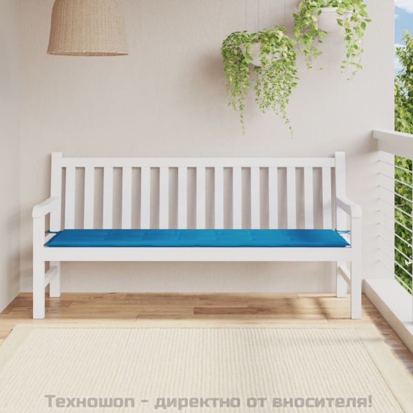 Възглавница за градинска пейка синя 180x50x3 см оксфорд плат