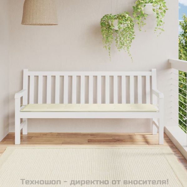 Възглавница за градинска пейка кремава 180x50x3 см оксфорд плат