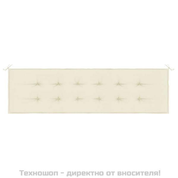 Възглавница за градинска пейка кремава 180x50x3 см оксфорд плат