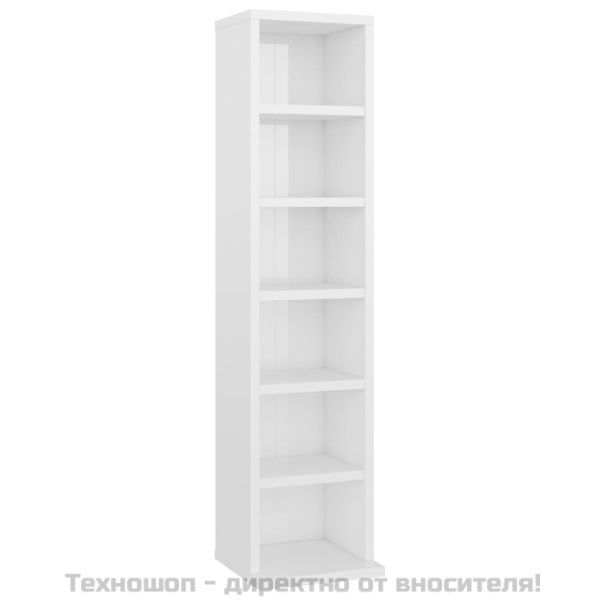 Етажерка за компактдискове, бяла, 21x20x88 см, инженерно дърво
