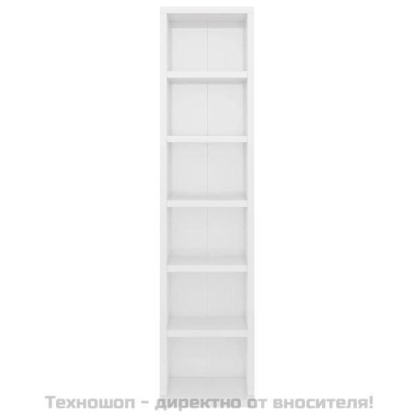 Етажерка за компактдискове, бяла, 21x20x88 см, инженерно дърво