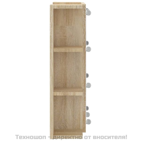 Огледален шкаф с LED, дъб сонома, 70x16,5x60 см