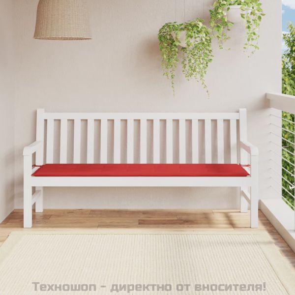 Възглавница за градинска пейка червена 180x50x3 см оксфорд плат