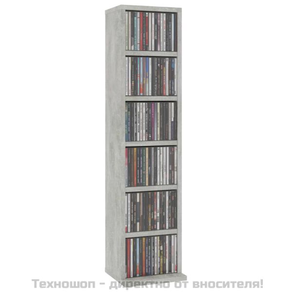 Етажерка за дискове, бетонно сива, 21x20x88 см, инженерно дърво